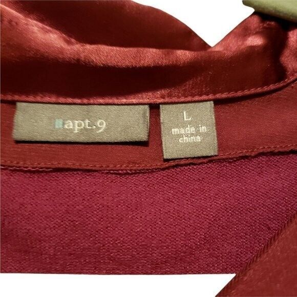 Apt. 9 Womens Sz L Purple Solid Long Sleeve Collared Blouse Shirt - Picture 2 of 9